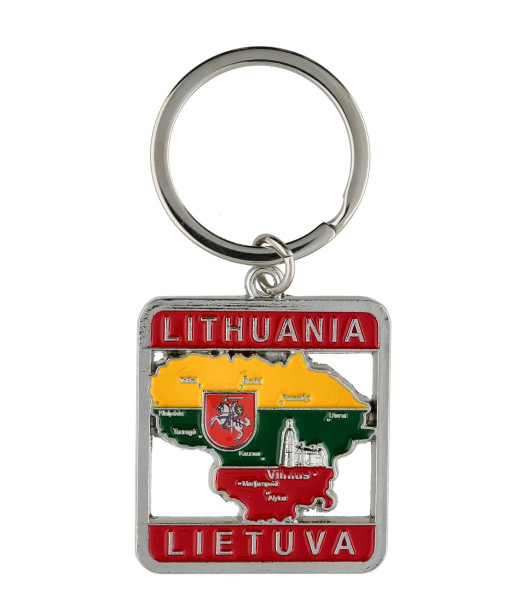 Raktų pakabukas su Lietuvos žemėlapiu ir Vyčiu
